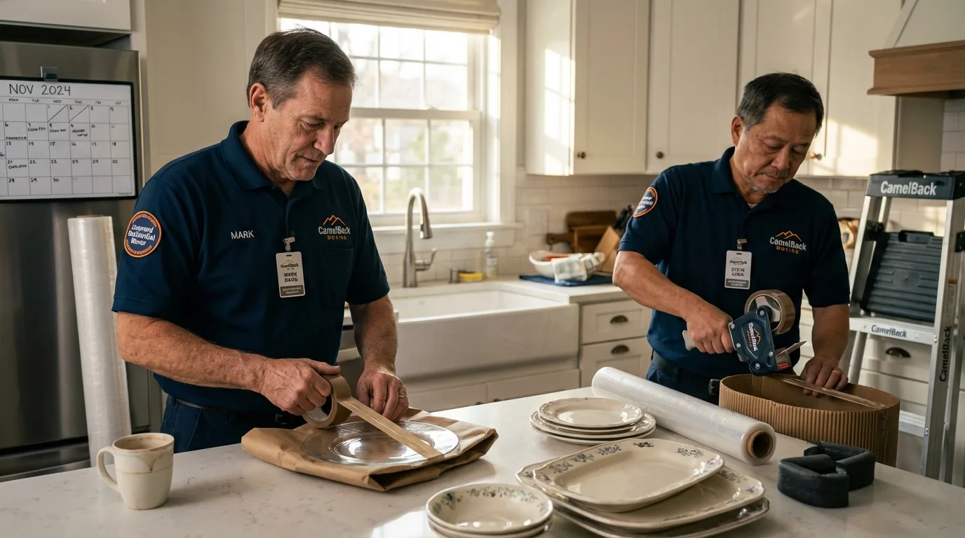 Professional crew packing kitchen dishware in American Canyon, CA